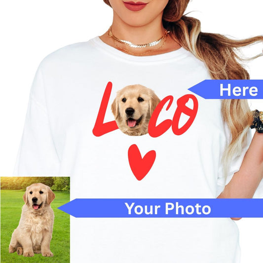 Custom Dog Loco Portrait T-Shirt in White - Mi Loco Loco custom pet portrait tee