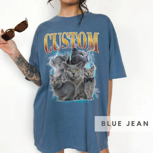 Custom Comfort Colors Vintage Retro Pet T-Shirt — Pet Photo + Name