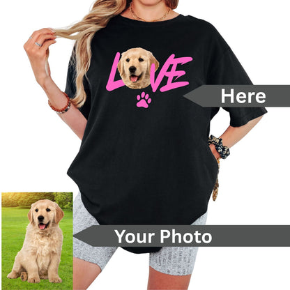 Custom Dog Love Portrait T-Shirt in Black - Mi Loco Loco custom pet portrait tee