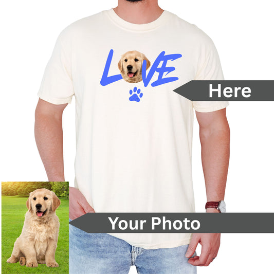 Custom Dog Love Portrait T-Shirt in Ivory - Mi Loco Loco custom pet portrait tee