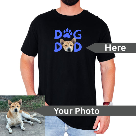 Custom Dog Dad Portrait T-Shirt in Black - Mi Loco Loco vintage pet portrait gift