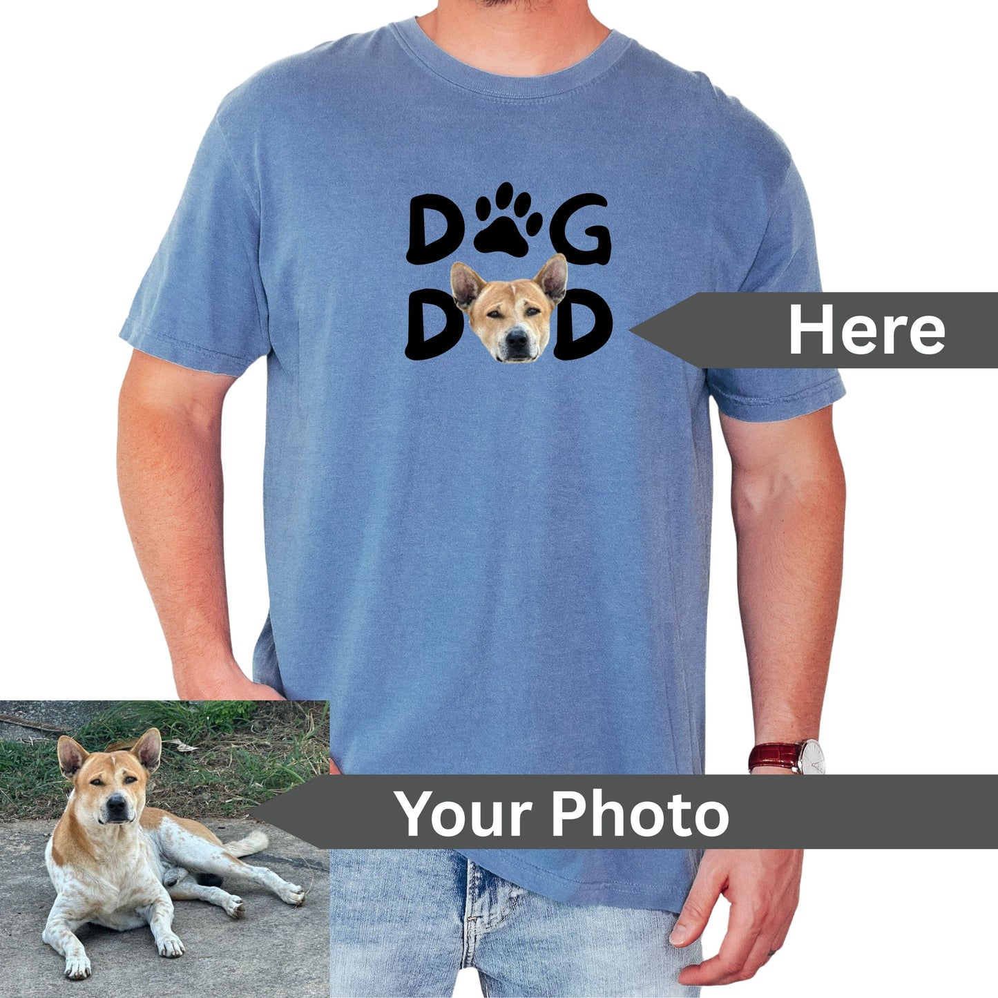 Custom Dog Dad Portrait T-Shirt | One of a Kind Vintage Pet Portrait | Never Made Twice