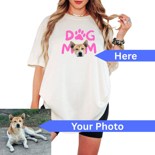 Custom Dog Mom Portrait T-Shirt in Ivory - Mi Loco Loco vintage pet portrait gift