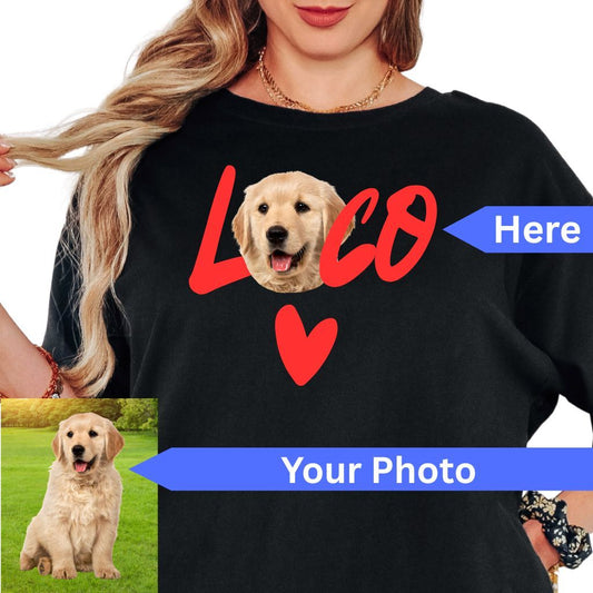 Custom Dog Loco Portrait T-Shirt in Black - Mi Loco Loco custom pet portrait tee