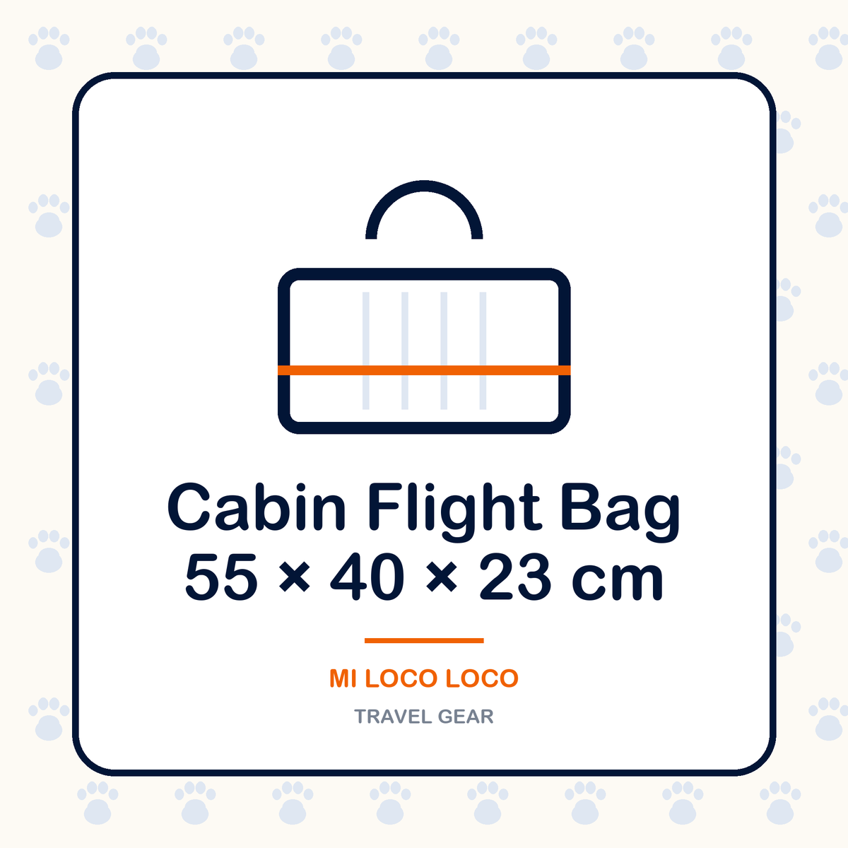 Cabin flight bag 55 x 40 x 23 cm for dogs - Mi Loco Loco travel gear