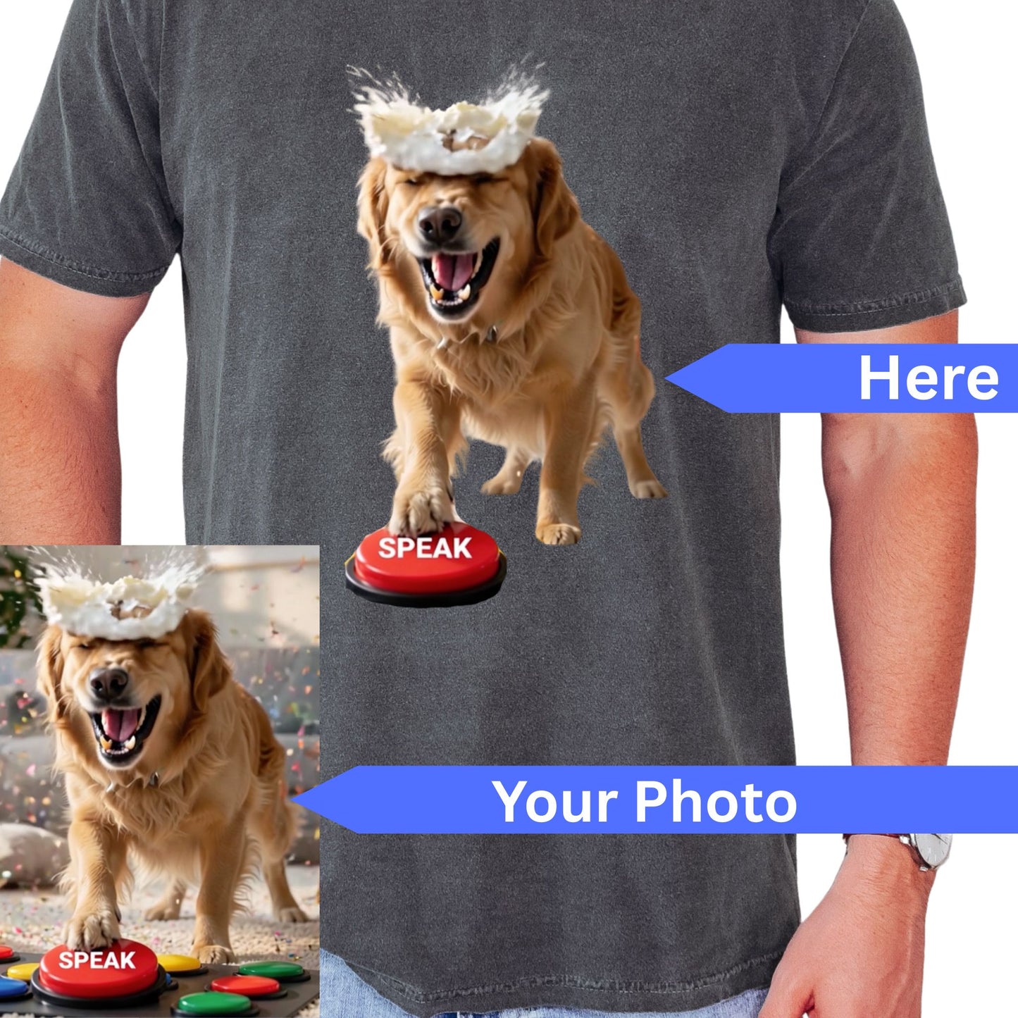 Custom Dog Moment T-Shirt in Gray - Mi Loco Loco custom pet portrait tee