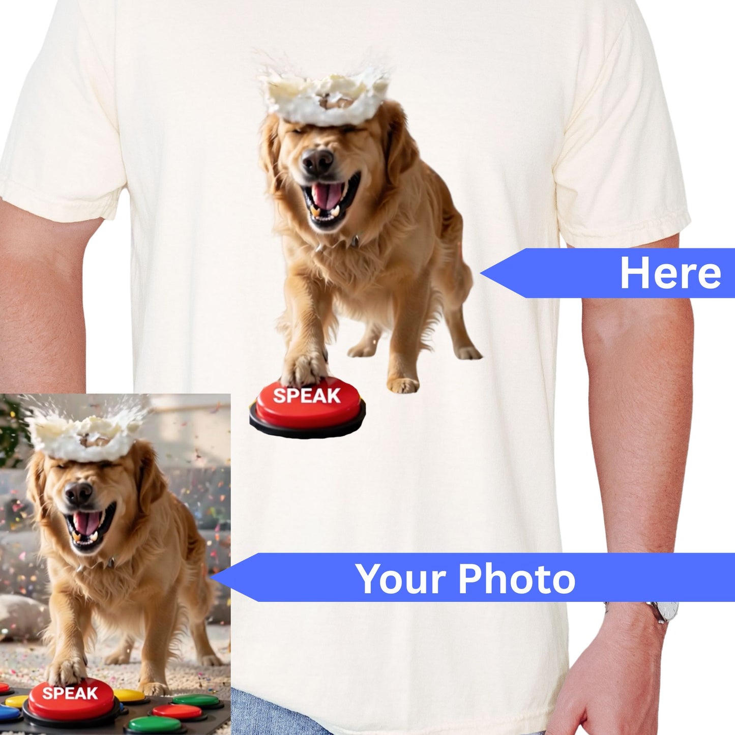 Custom Dog Moment T-Shirt in Ivory - Mi Loco Loco custom pet portrait tee