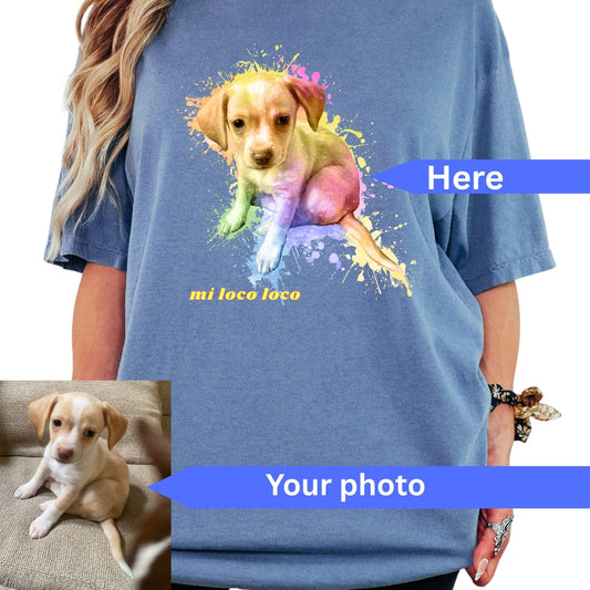 Custom Watercolor Dog Portrait T-Shirt | Vintage Pet Portrait Gift