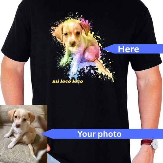 Custom Watercolor Dog Portrait T-Shirt | Vintage Pet Portrait Gift