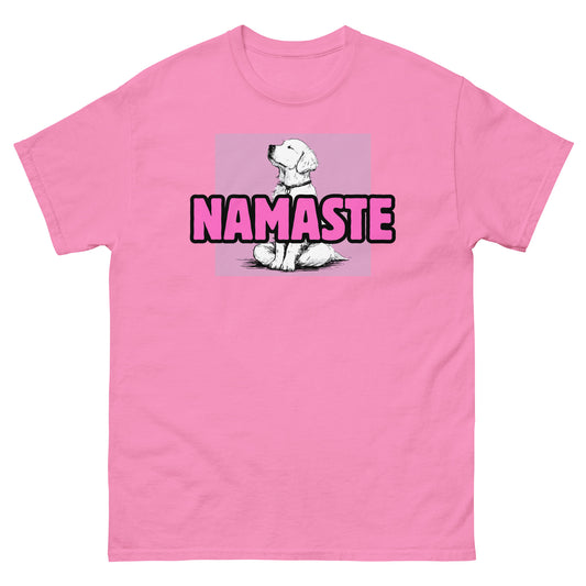 Namaste Dog T-shirt | Azalea | front view | Mi Loco Loco